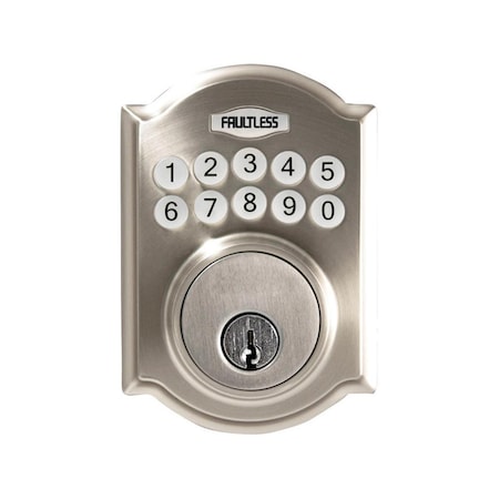 Faultless Satin Nickel Metal Electronic Deadbolt with Residential Auto Lock Adjustable Delay FA5918